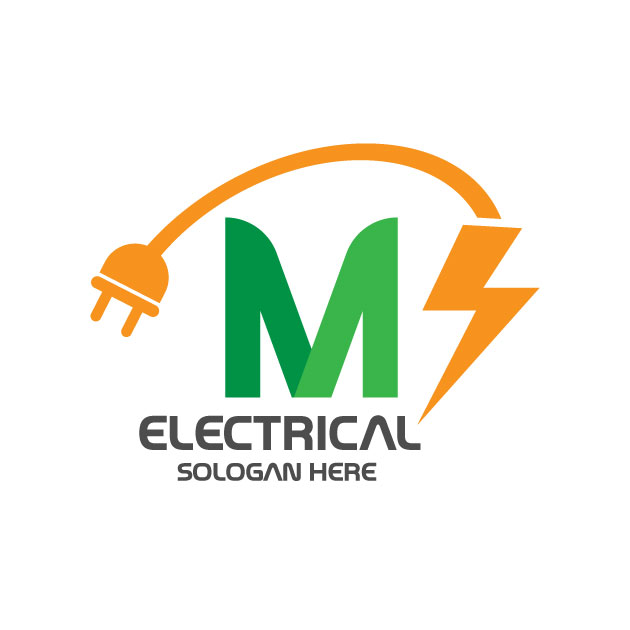 Professional Letter M Electrical Logo design and a Electric Plug on Power Symbol