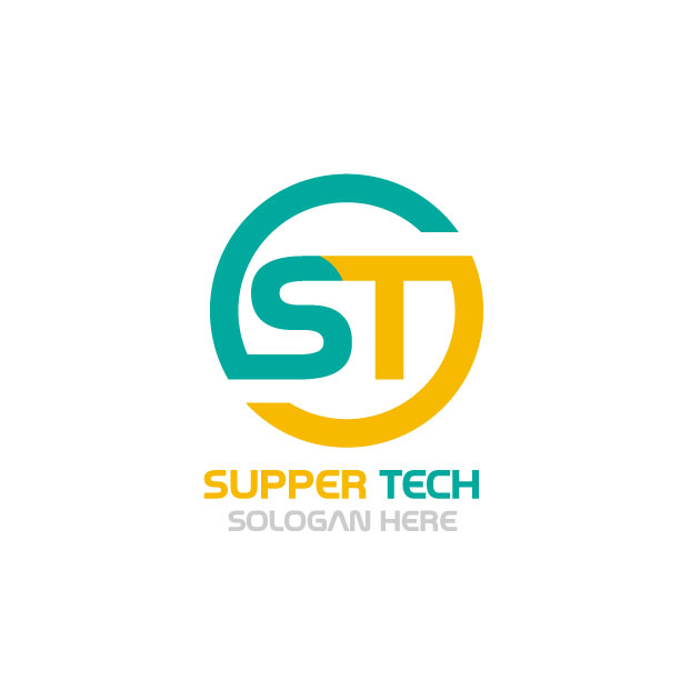 Super Tech company modern logo design vector